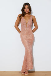Midnight Fun Sequin Maxi Dress Gold