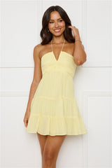 Styled For Sunsets Halter Mini Dress Yellow