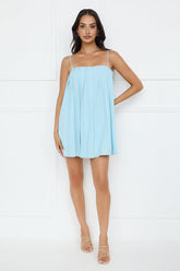Affluence Pleated Mini Dress Blue
