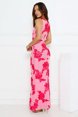 Vibe To It Mesh Maxi Dress Pink