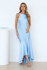 Bespoke Beauty Satin Maxi Dress Blue