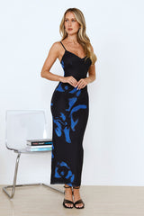 Love Based Mesh Maxi Dress Blue
