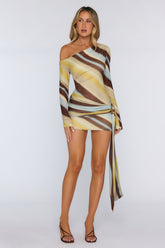 Love The Drama Off Shoulder Mesh Mini Dress Print